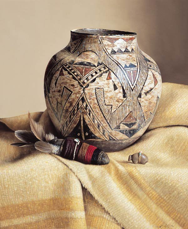 William Acheff "Pueblo Pot 1890": William Acheffb. 1947 AOA, NAWAPueblo Pot 1890 Signed '© William Acheff 1986' lrOil on linen 22 x 18