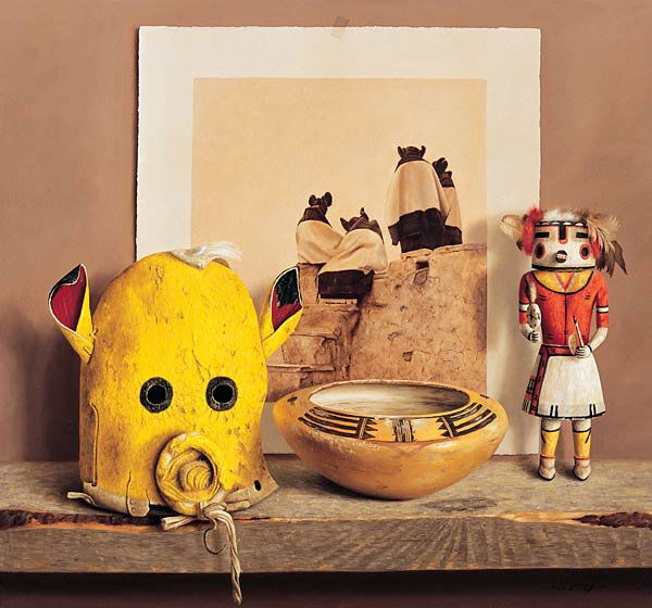 William Acheff "Mabel's Pots": William Acheffb. 1947 AOA, NAWAMabel's Pots Signed '© Wm. Acheff 2005' lrOil on canvas 18 x 36 inches