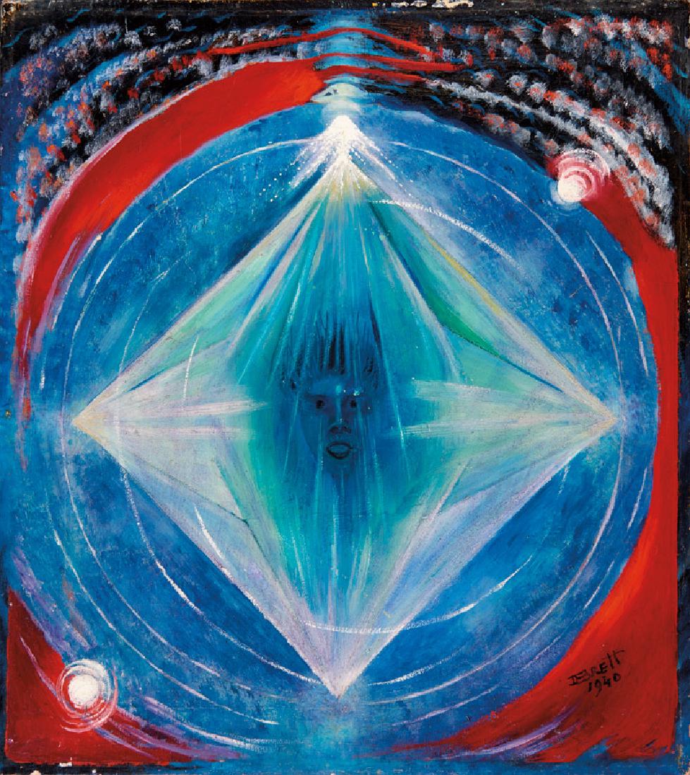 Dorothy Eugenie Brett | Dorothy Brett in a Crystal: Artist: Dorothy Eugenie Brett |1883-1976 Title: Dorothy Brett in a Crystal Signed l/r: DE Brett 1940 Medium: Oil on canvas Dimensions: 20 by 18 inches