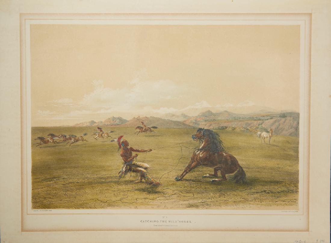 George Catlin | Catching the Wild Horse: Artist: George Catlin |1796-1872 NA Title: Catching the Wild Horse In plate l/l: Catlin del on Stone by McGahey; l/r: Day & Haghe, Lithrs. to the Queen. Signed in margin center: No 4. Catching the Wil
