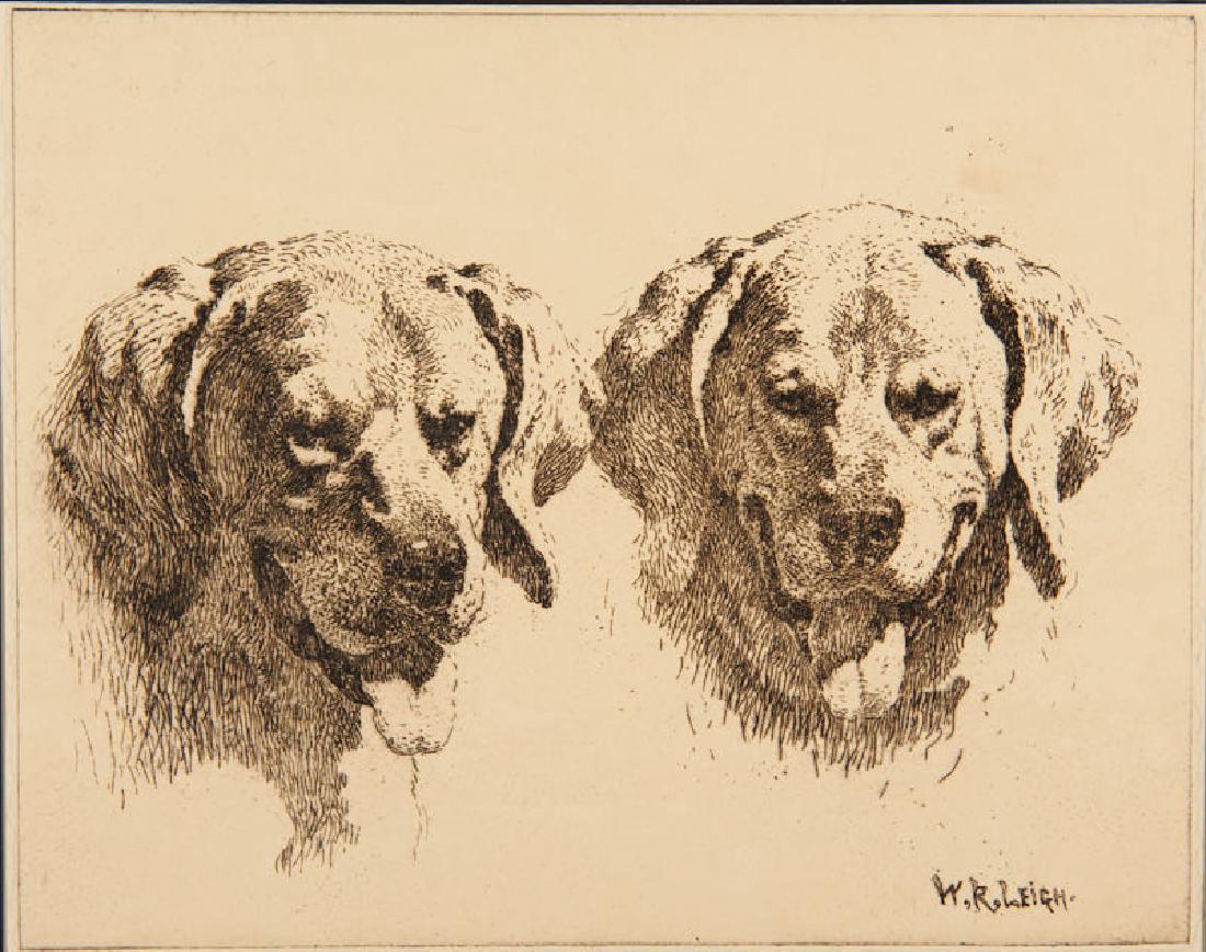 William Robinson Leigh | Portraits of the Bear Dogs: Artist: William Robinson Leigh |1866-1955 AAA, NA Title: Portraits of the Bear Dogs In plate l/r:: W.R. Leigh. Medium: Etching Dimensions: 8 by 10 inches Unframed