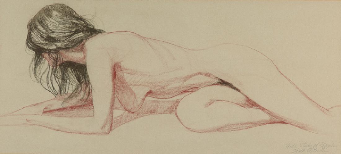 Walter Gonske | Nude Study of Ripple: Artist: Walter Gonske |b. 1942 NAWA Title: Nude Study of Ripple Signed l/r: Nude Study of Ripple Walt Gonske Medium: Charcoal and contÃ© on paper Dimensions: 10 by 22 inches