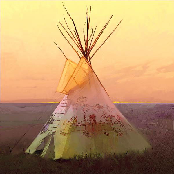 Tom Gilleon "Metis Bow Coup": Tom Gilleonb. 1942Metis Bow Coup Signed 'TC Tom Gilleon' lrOil on canvas36 by 36 inchesEstimate