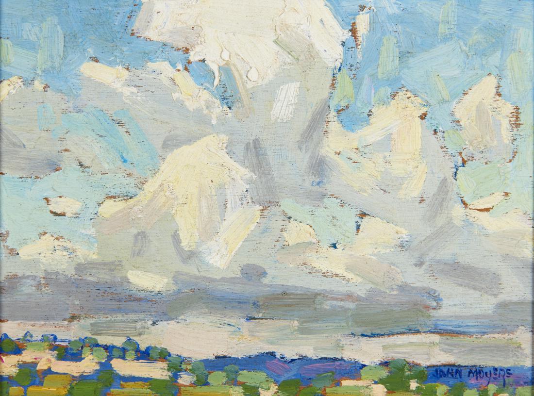 John Moyers | August Sky: Artist: John Moyers | b. 1958 CAA Title: August Sky Signed l/r: John Moyers Medium: Oil on panel Dimensions: 6 by 8 inches