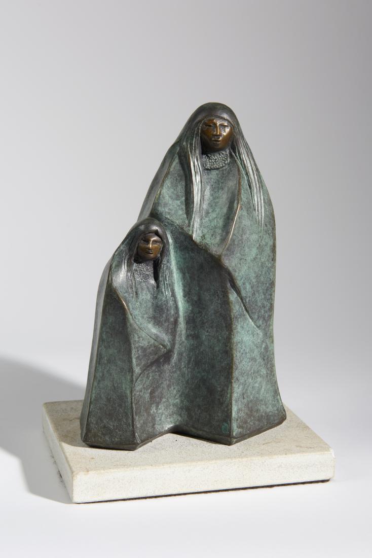 Allan Houser | Gathering Clouds: Artist: Allan Houser | 1914-1994 AOA, NAWA Title: Gathering Clouds Inscribed verso: Â© 91 Allan Houser 25/25 AHI Medium: Bronze Dimensions: 8 1/2 by 5 1/2 by 4 inches