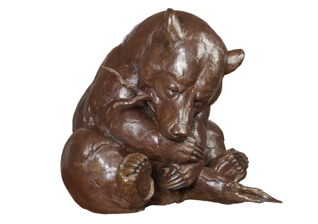 Dan Ostermiller | Jugar: Artist: Dan Ostermiller | b. 1956 AAA, NSS, SAA Title: Jugar Inscribed back right leg: Â© Dan Ostermiller 2003 4/12 Medium: Bronze Dimensions: 35 by 39 by 42 inches