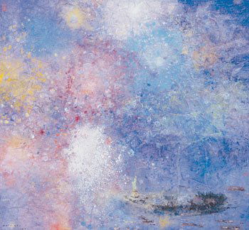 "July 4th Fireworks" by Chen Chi: "July 4th Fireworks" by Chen Chi 34 1/2 by 37 inches 1982 Watercolor on paper Estimate 15000 - 25000 All works are framed unless noted otherwise. New bidders must place a credit card number on file w