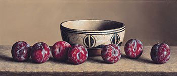 "Plums" by William Acheff: "Plums" by William Acheff 9 by 20 inches 1988 Oil on canvas Estimate 9000 - 12000 All works are framed unless noted otherwise. New bidders must place a credit card number on file with the gallery bef