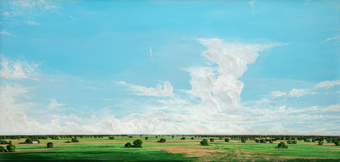 Keith Jacobshagen | Rain in May: Artist: Keith Jacobshagen | b. 1941 Title: Rain in May Signed verso: K. Jacobshagen Media: Oil on canvas Dimensions: 24 by 50 inches