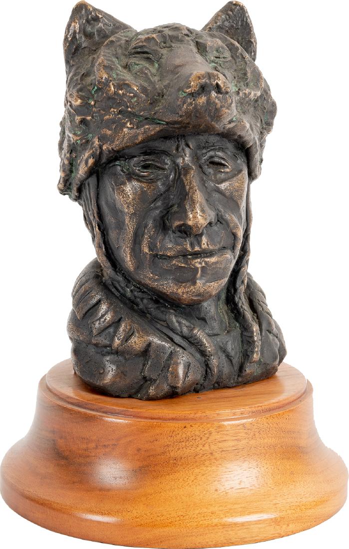 Fred Fellows | Wolfman: Artist: Fred Fellows | b. 1934 CAA Title: Wolfman Inscribed on base: Fellows 7/30 B/W Media: Bronze Dimensions: 6 by 3 1/2 by 3 1/2 inches No Reserve