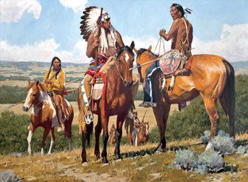 Mann, David, b. 1948, Scouts Report: Signed 'David Mann' LR Oil on canvas 30 x 40 inches