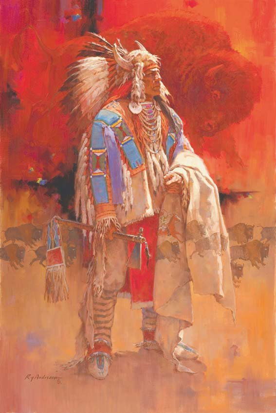 Andersen, Roy, b. 1930 CAA, NAWA, OPA, He Follows: He Follows the Vision Bull Signed 'Roy Andersen CA' LL Oil on canvas 48 x 32 inches