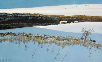 Sloane, Eric, 1905 - 1985 NA, First Snow: Signed 'Eric Sloane NA' LL Oil on canvas 20 x 33 1/4 inches
