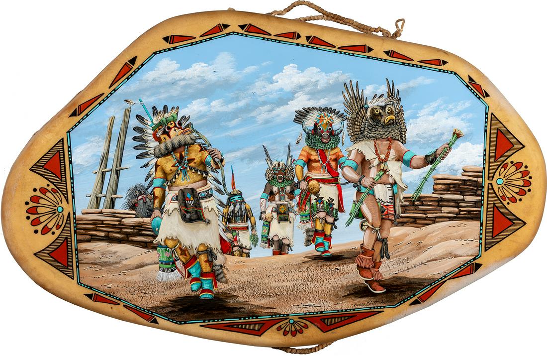 Duane Dishta | Drum with Kachina Dancers Painting (1 of 1)