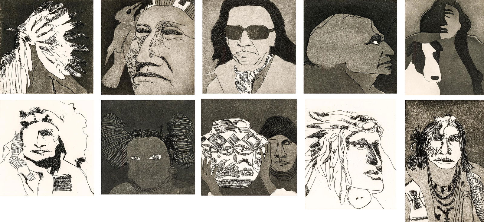 Fritz Scholder | Lot of Ten Etchings (1 of 12)