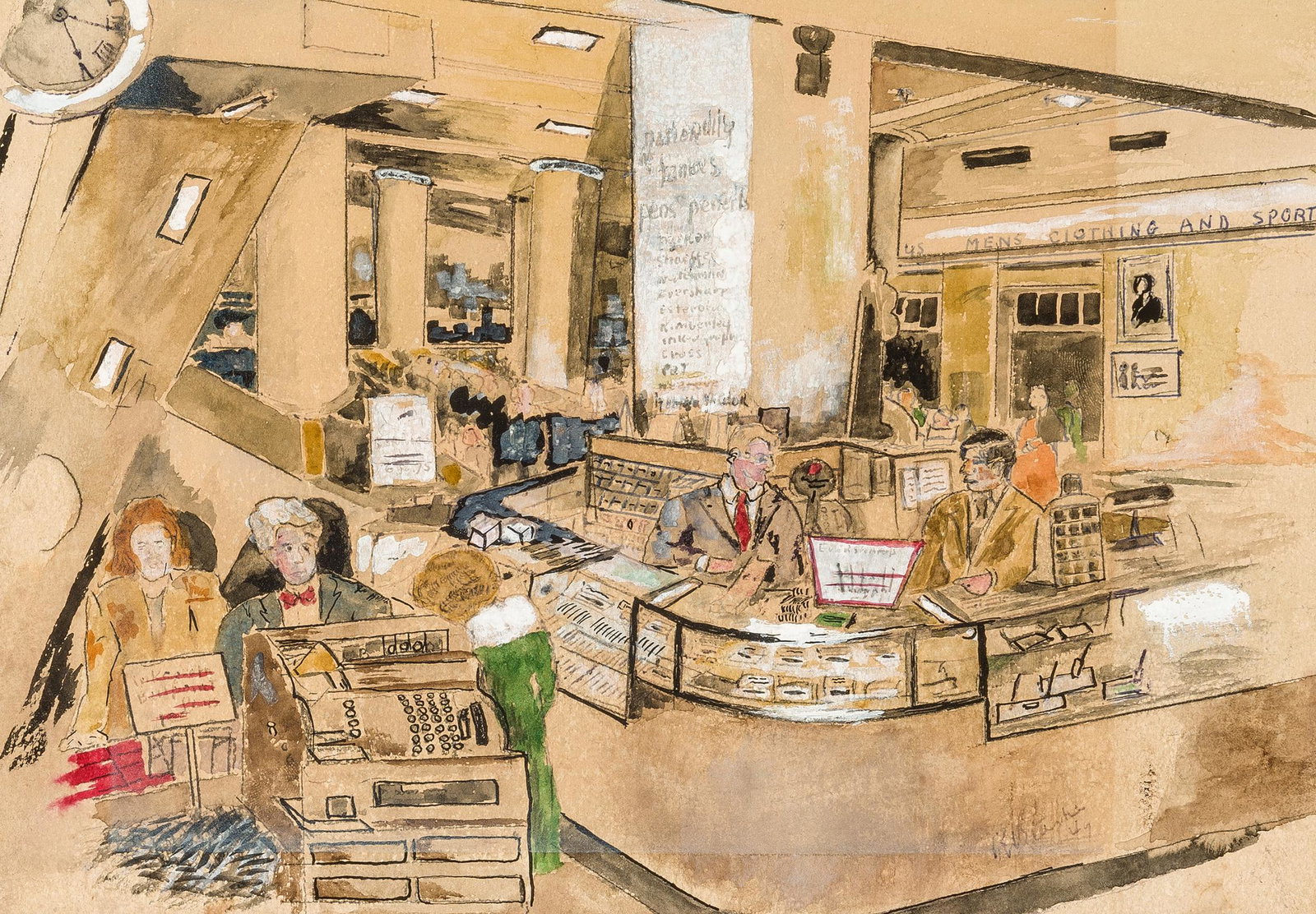 Ben Stahl | Department Store, Pens & Pencils: Artist: Ben Stahl | 1910-1987 Title: Department Store, Pens & Pencils Signed l/r: B. Stahl Media: Gouache and watercolor on paper Dimensions: 7 1/2 by 10 1/2 inches No Reserve Condition: Very Good