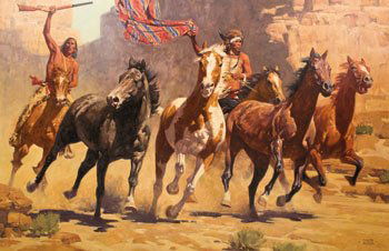 028: David Mann "Mustang Canyon": Signed 'David Mann' lr, Oil on canvas, 40 by 60 inches