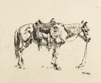 082: William Robinson Leigh "Saddled Horse": Signed 'WR Leigh' lr, Etching, 10 1/2 by 12 1/4 inches