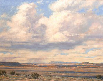 Robert Peters "Among the Clouds': Signed 'Bob Peters' ll, Oil on linen, 22 by 28 inches