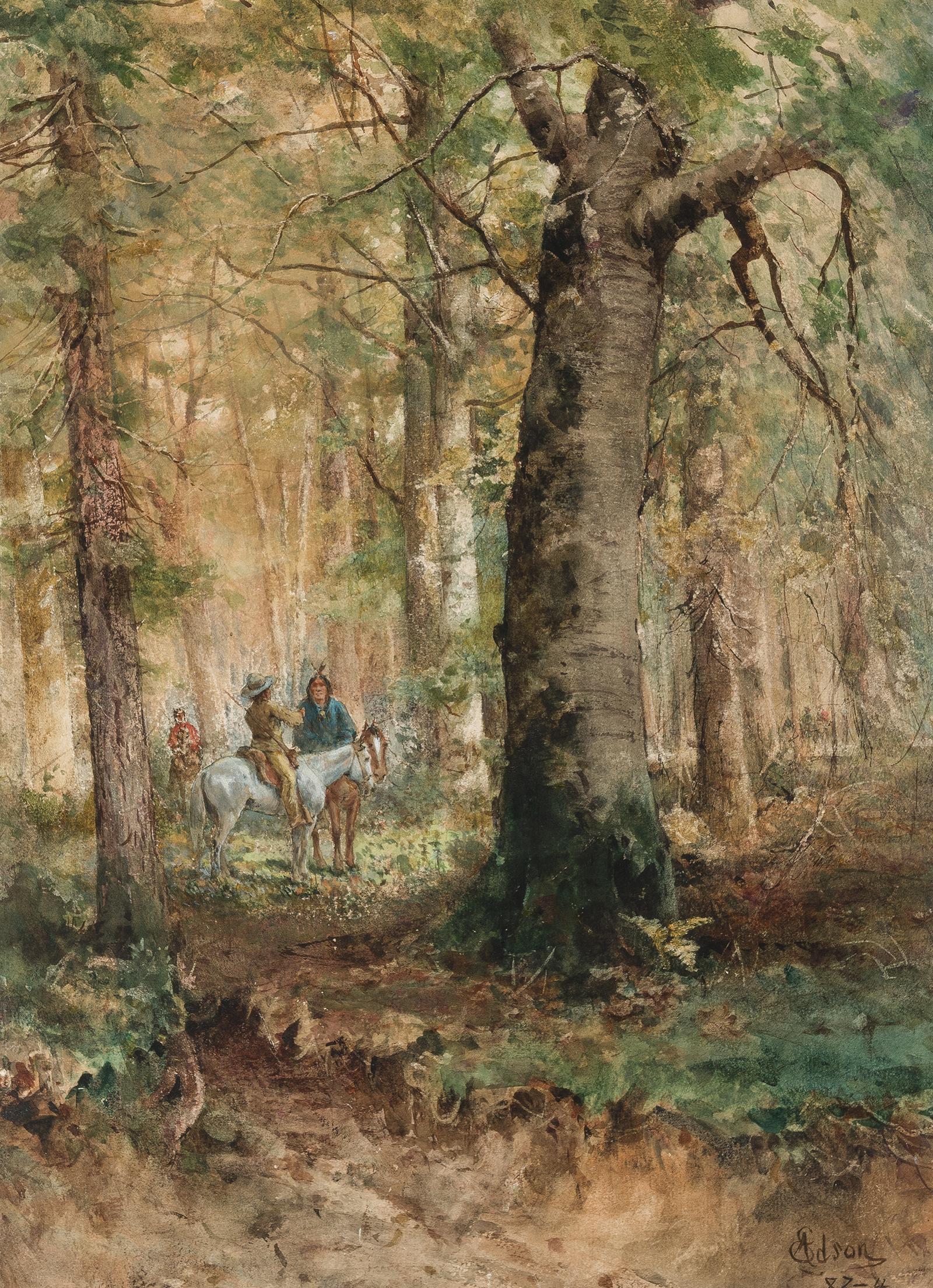 Aaron Allan Edson | The Encampment: Artist: Aaron Allan Edson | 1846-1888 Title: The Encampment Signed l/r: A. Edson 83-4 Media: Watercolor on paper Dimensions: 20 3/4 by 15 1/4 inches Additional dimensions: 31.5 by 25.5 by 1 inches fra