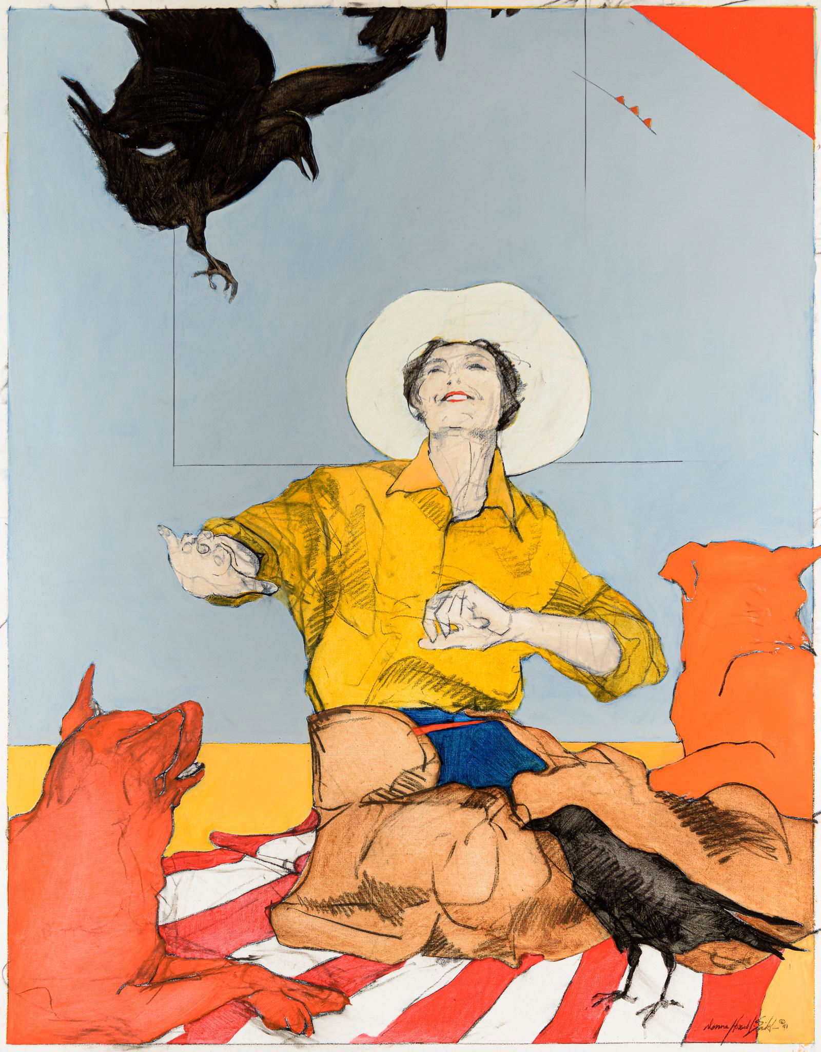 Donna Howell-Sickles | Woman in Yellow with Crows (1 of 2)