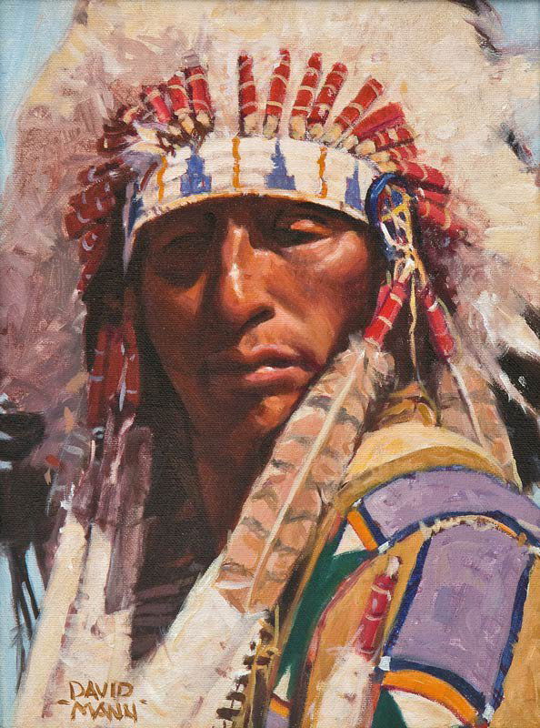 David Mann, Crow Shirt: Signed: David Mann, l/l, Oil on canvas, 12 by 9 inches