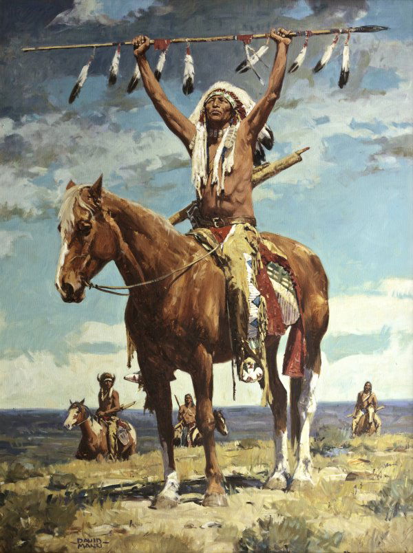 Greeting the Storm Spirits: Artist: Mann, David, b. 1948 Media: Oil on canvas Dimension: 40 x 30 inches Signature Details: David Mann Signature: L/L