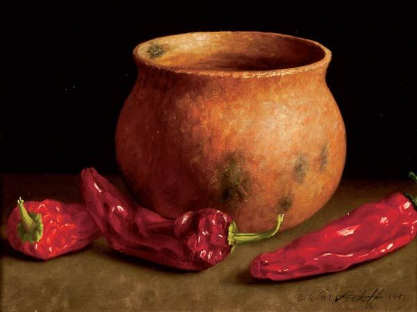 William Acheff ``Reds``: William Acheff b. 1947 AOA, NAWA "Reds" 1997 - Oil on canvas - 5 by 7 inches