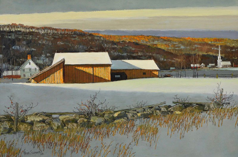Connecticut Winter: Artist: Sloane, Eric, 1905 - 1985 NA Media: Oil on panel Dimensions: 18 by 26 ½ inches Signature Details: Eric Sloane NA Signature: l/l