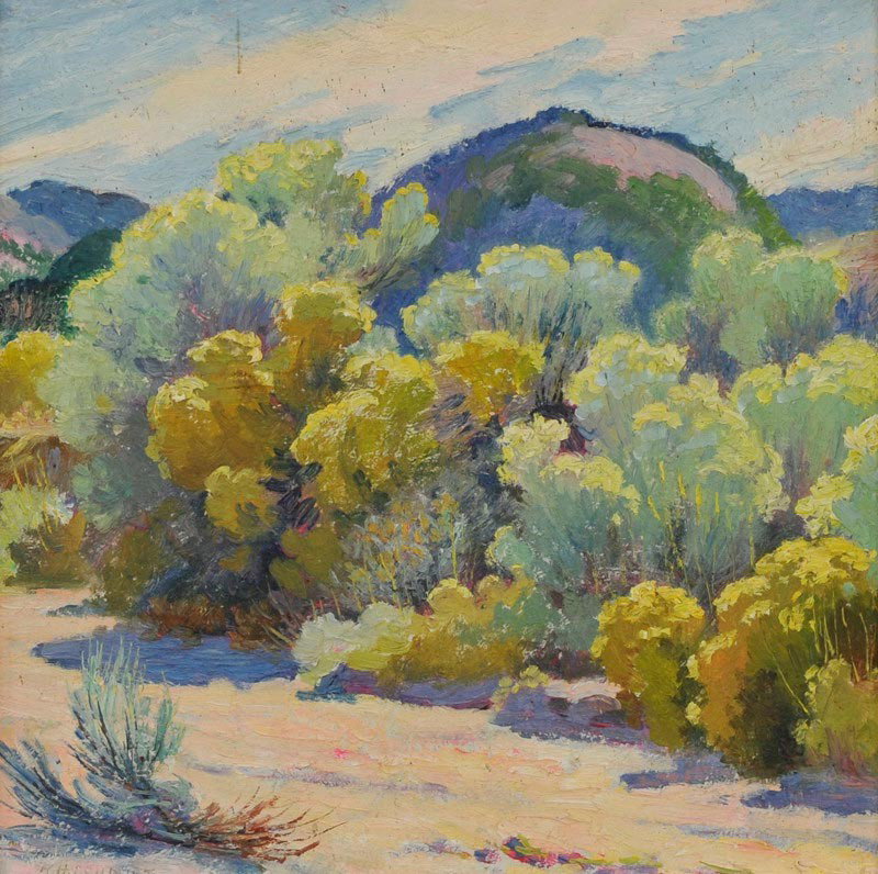 A Day In The Country: Artist: Schmidt, Albert, 1885 - 1957 Media: Oil on board Dimensions: 12 ½ by 12 ½ inches Signature Details: H.H Schmidt Signature: l/r