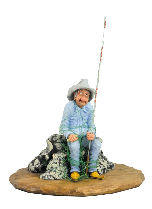 Gene Zesch Tangled Fisherman: Bronze 10 ½ by 6 by 5 inches Signed; Gene Zesch 24/100 MCMXCI, low base