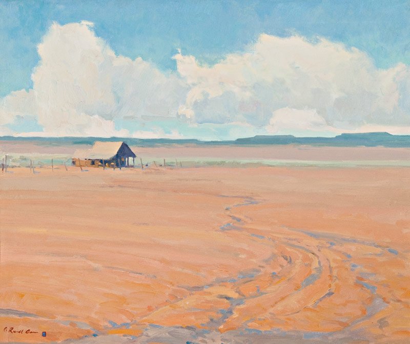 G. Russell Case 'House and Road': Oil on canvas 20 by 24 inches Signed; 'G. Russell Case',l/l