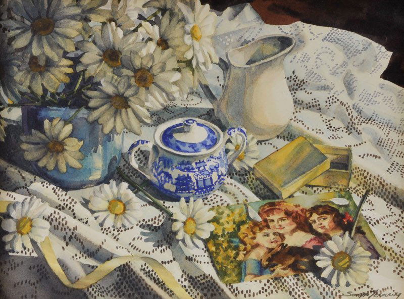 Sonya Terpening 'The Present': Watercolor on paper 8 ½ by 11 ½ inches Signed; 'Sonya Terpening',l/r