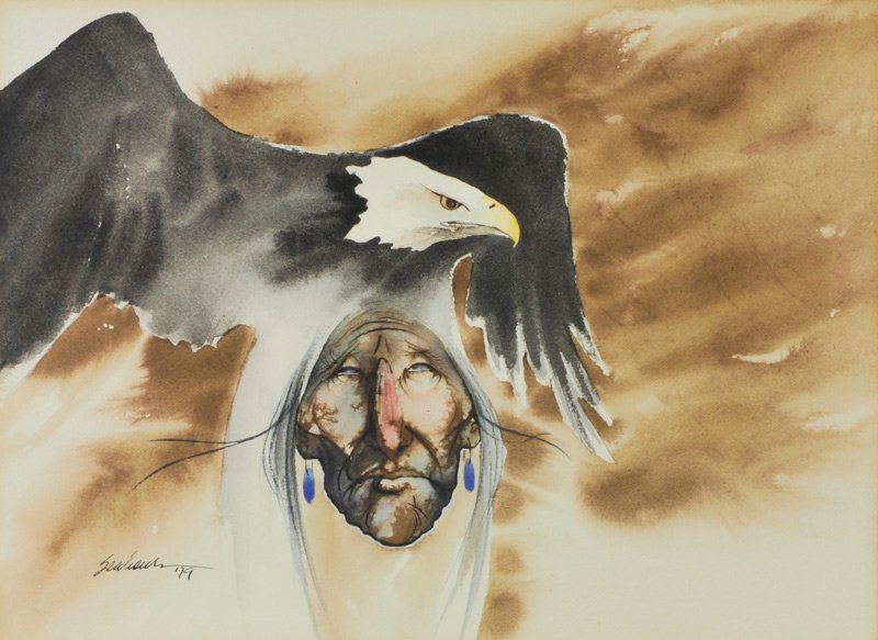 Bert Dail Seabourn 'Eagle Spirit ': Watercolor on paper 9 ½ by 13 inches Signed; 'Seabourn '79',l/l