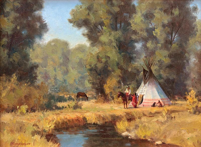 Gary Kapp 'Ready to Hunt ': Oil on board 12 by 16 inches Signed; 'Gary Kapp',l/l