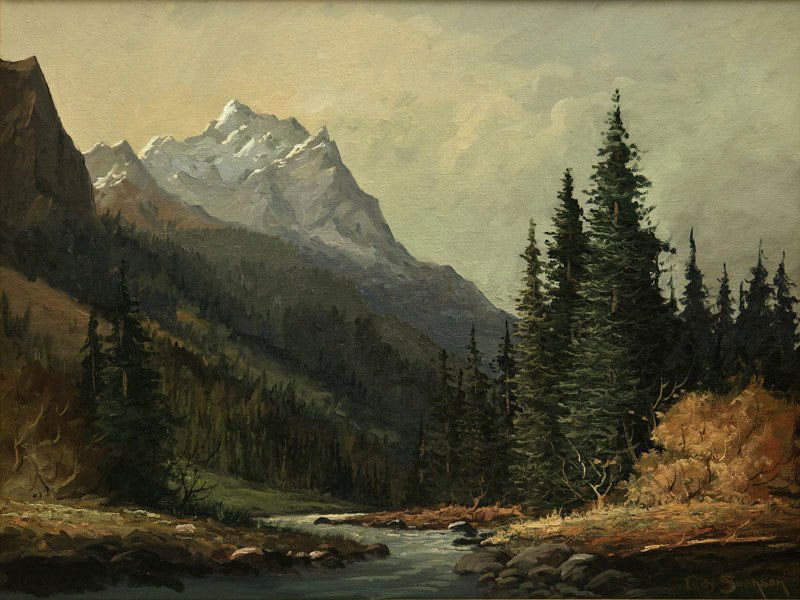 Ray Swanson 'Tetons ': Oil on canvas 18 x 24 inches Signed; 'Ray Swanson', l/r