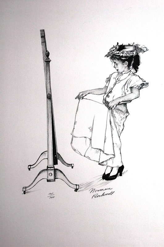 Norman Rockwell 'Girl Playing Dress-up [desc] ': Lithograph 25 ½ x 19 ¾ inches, unframed Signed; ''145/200' l/l; 'Norman Rockwell' l/r in graphite',