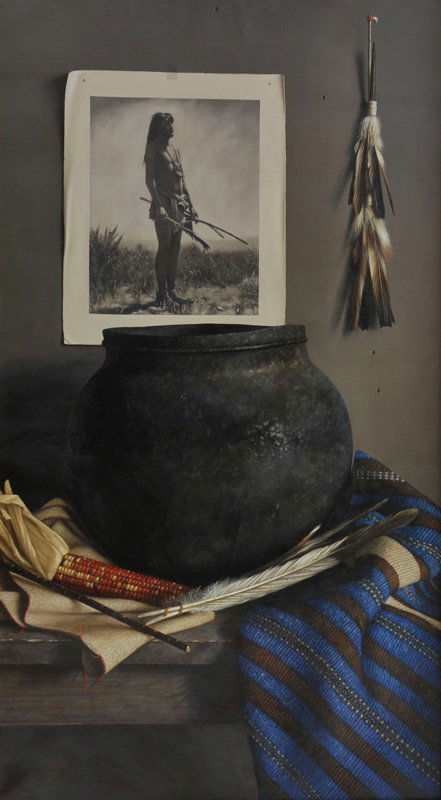 William Acheff 'Path to Oneness': Oil on canvas 40 x 22 inches Signed;' Wm. Acheff 1987' , l/l