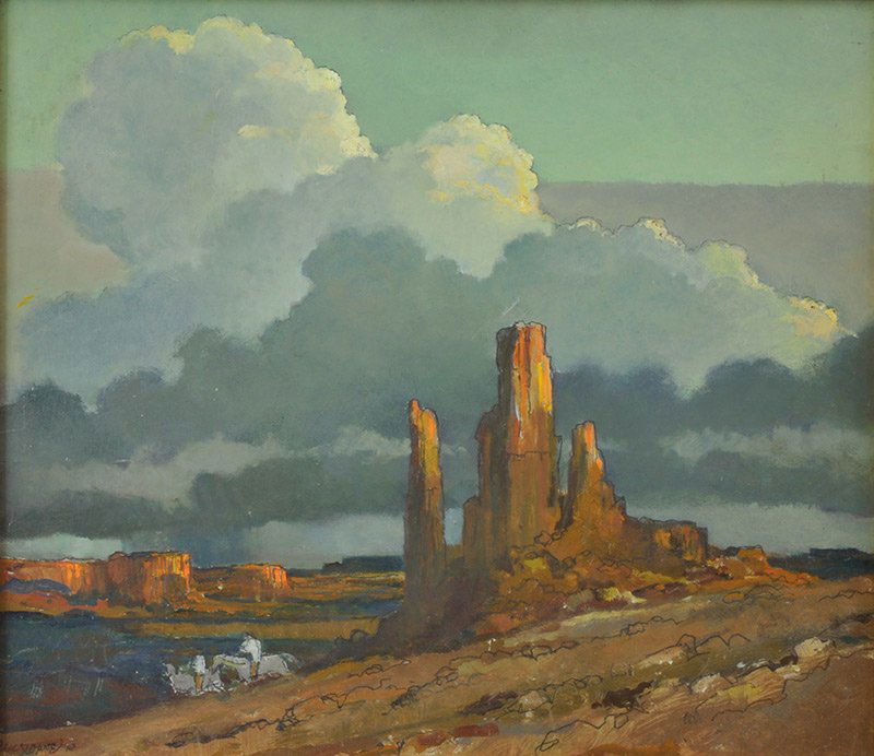 Eric Sloane 'Storm in Monument Country ': Oil on board 19 x 22 inches Signed;' Eric Sloane NA' , l/l