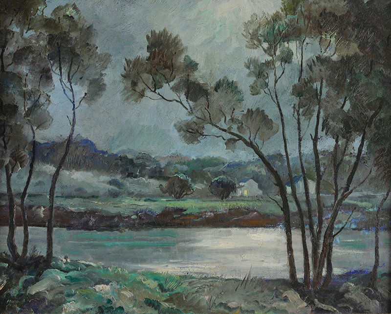 Peter Hurd 'The Live Oaks': Oil on canvas 20 x 25 inches Signed;' Hurd, 1931 ' , l/r