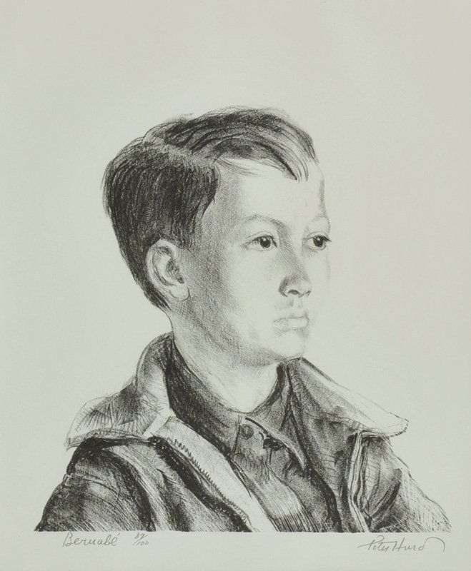 Peter Hurd 'Bernabe (Set includes lithograph and litho: Lithograph, and lithograph stone 14 x 11 1/4 inches Signed;' (in pencil, in margin) Bernabe 87/100 Peter Hurd' , l/r