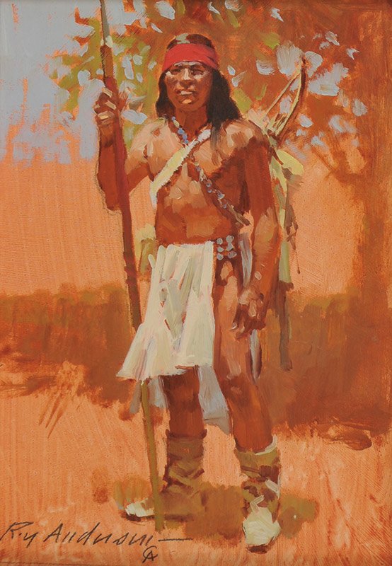 Roy Andersen, 'Indian Standing': Roy Andersen Indian Standing Oil on board 7 x 5 inches Roy Andersen CA l/l