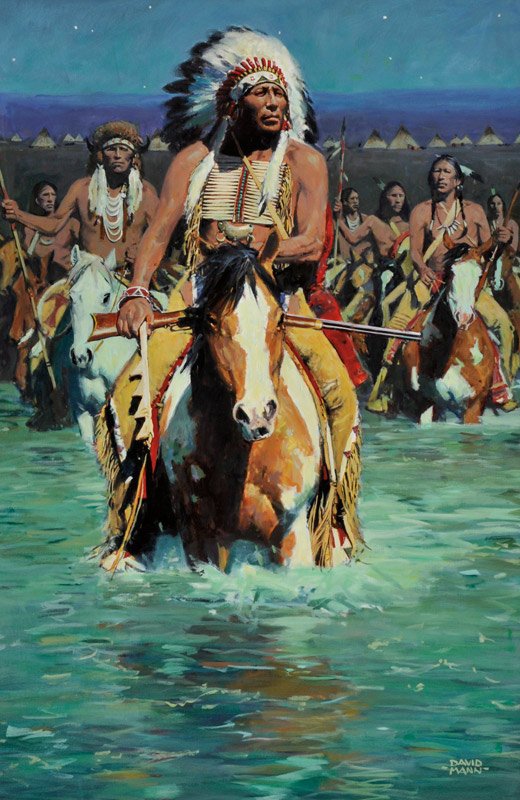 David Mann, 'Cheyenne Crossing': David Mann Cheyenne Crossing Oil on canvas 36 x 24 inches David Mann l/r
