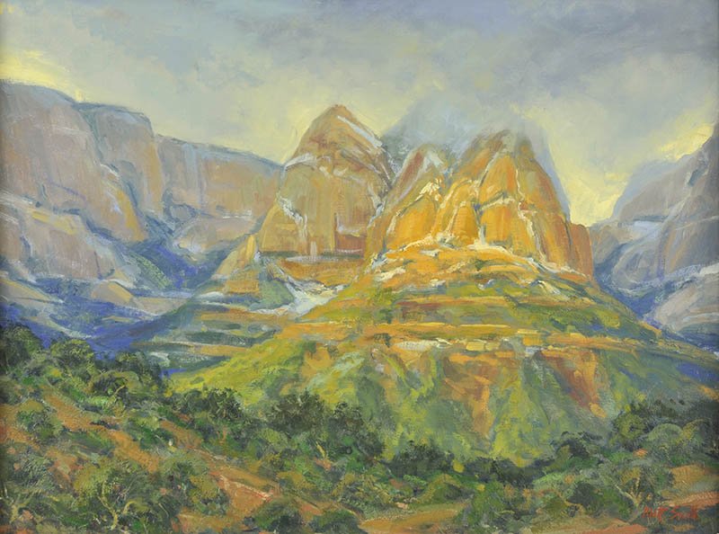 Kolob Canyon: Matt Smith b. 1960 ,Media: Oil on linen, Dimensions: 18 By 24 Inches