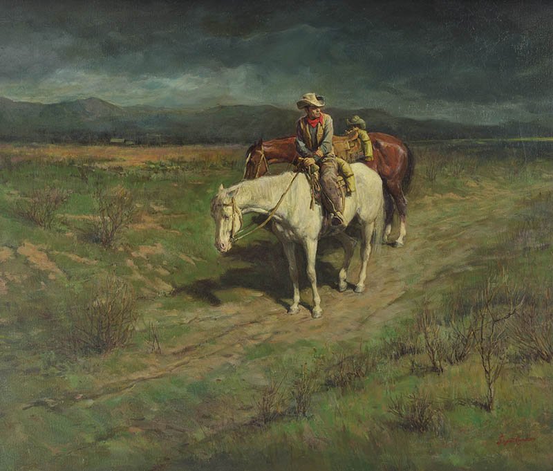 Rider: Lajos Markos 1917 - 1993 ,Media: Oil on linen , Dimensions: 24 By 29 Inches