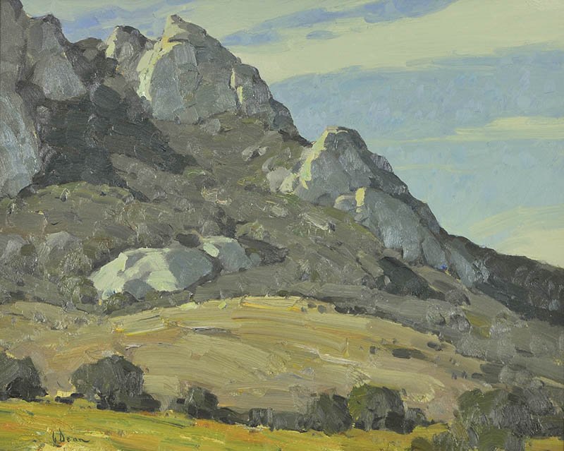 Rocky Hillside: Glenn Dean b. 1976 ,Media: Oil on linen, Dimensions: 16 By 20 Inches