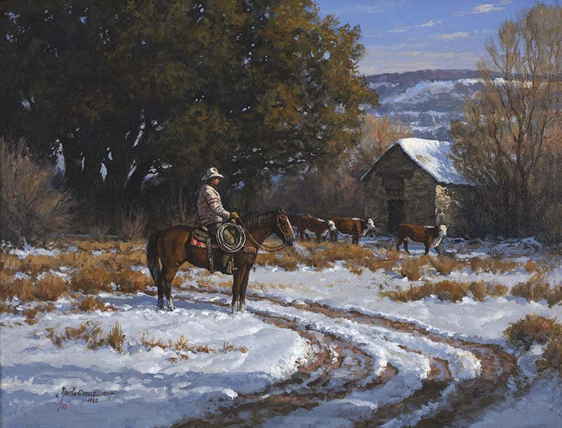 Morning Count: Martin Grelle b. 1954 CAA ,Media: Acrylic on canvas, Dimensions: 14 By 18 Inches