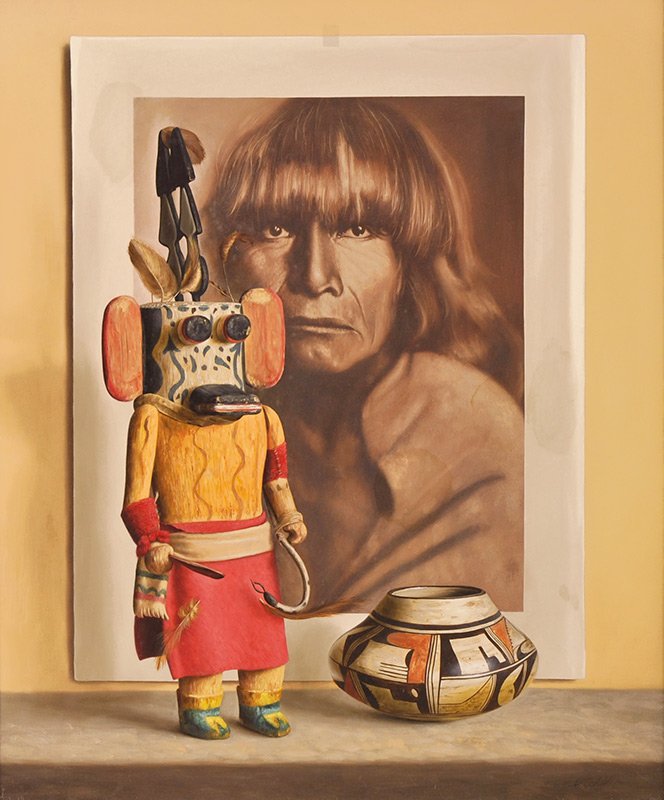 E.S. Curtis - A Hopi Man: William Acheff, b. 1947 AOA, NAWA | Signed: William Acheff, l/r | Media: Oil on linen | Dimensions: 24 by 20 inches