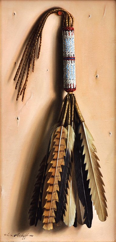 Comanche: William Acheff, b. 1947 AOA, NAWA | Signed: Wm. Acheff 1984, l/l | Media: Oil on linen | Dimensions: 12 by 6 inches
