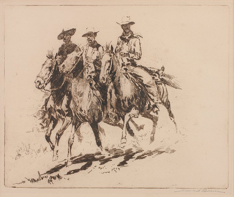 Going to Town: Edward Borein, 1872 - 1945 | Signed: Edward Borein [in margin], l/r | Media: Etching | Dimensions: 7 by 9 inches